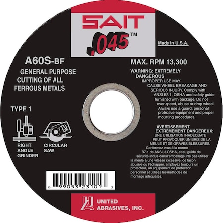 Global Industrial Type 1, 6 in Dia, .045 in Thick, Aluminum Oxide, 60 Grit, A60S Series B2233751